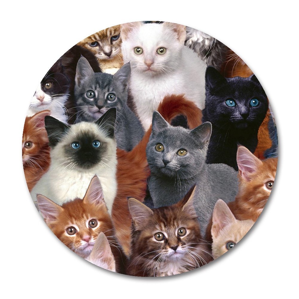 Smooffly Cats Mouse Pad, Cats Galore Round Non Slip Rubber Mouse Pad Gaming Mouse Pad 20Cm X 20Cm